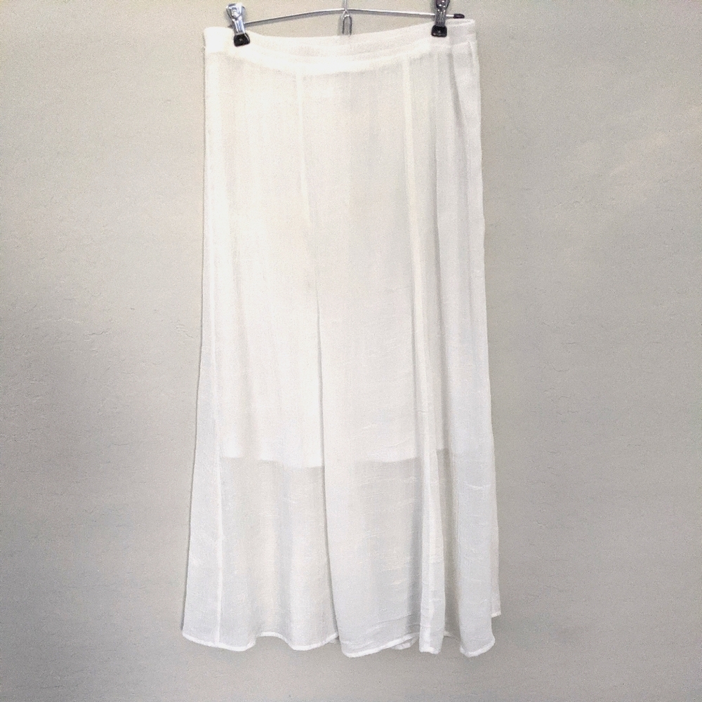 Long White Lined Skirt